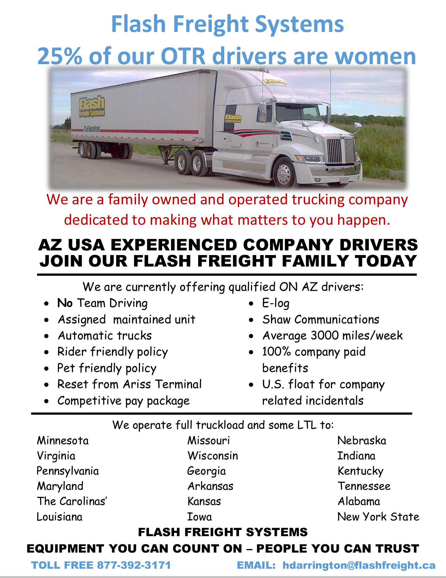 Flash Freight Systems-Highway Driver Positions